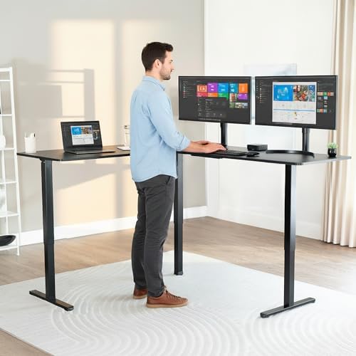 VIVO Black 75 x 63 in Corner Standing Desk, DESK-E3CTB-75