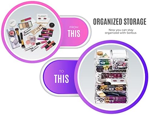 Sorbus 6-Drawer Makeup Organizer with Small & Wide Drawers (Diamond)