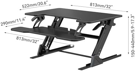 Standing Desk Converter 32 x 24 Inches, Black