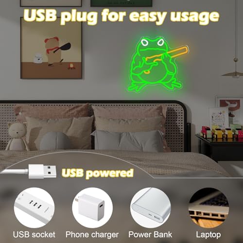 Frog Neon Sign Funny Neon Light for Bedroom Dimmable Gaming LED Sign Toad Light Sign for Wall Decor Frog Neon Wall Decorations for Man Cave Game Room Hippity Hoppity Get Of My Property Decor Gifts for Boys Men