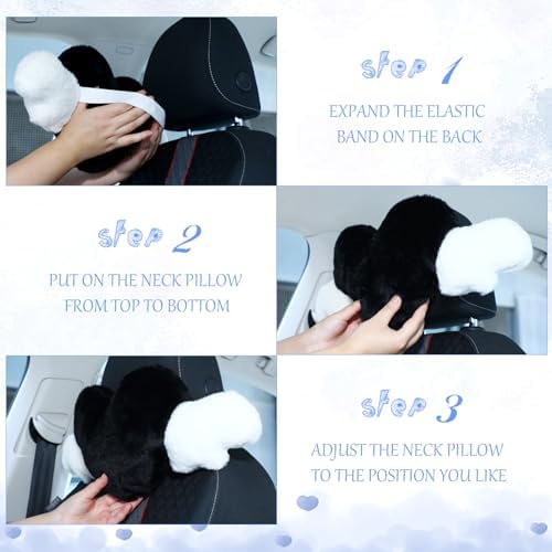 Macarrie 2 Pcs Heart Plush Car Headrest Pillow Angel Wings