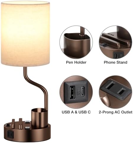 Fenmzee Bedside Lamps for Bedroom Set of 2 - Table Desk Lamp for Nightstand