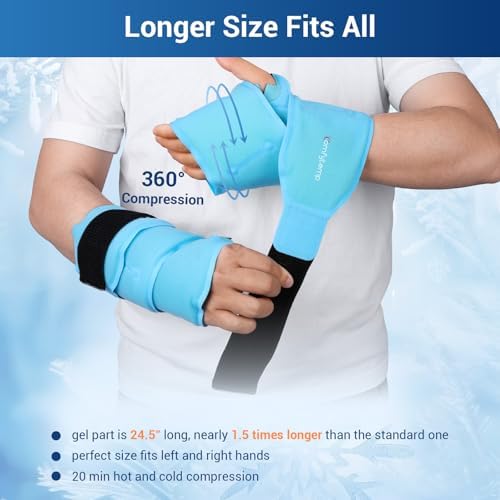 Comfytemp 24.5" Extra Long Wrist Ice Pack Wrap for Carpal Tunnel Relief, 2Packs