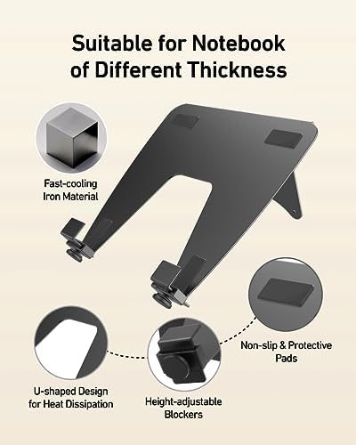 ergounion Laptop Tray for Monitor Arm - VESA Mount 100x100mm, Laptops up to 17.3in & 28.6lbs - Notebook Tray Office Desk Accessories - Black