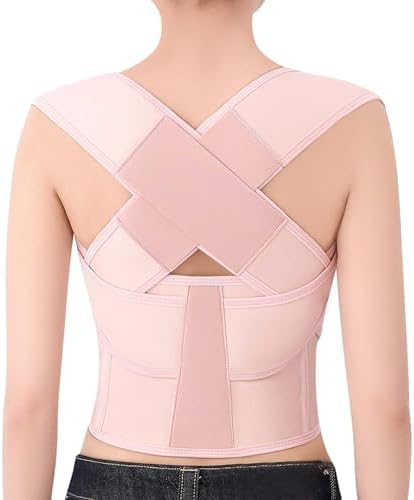 Posture Corrector for Women and Men Back Brace Shoulder Straightener Hunchback Adjustable Support Upper Comfy Correction Upgraded Lightweight Hump Pain Relief Scoliosis Lumbar Spine Pink X-Large