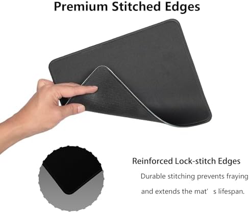 Black Office/Gaming Mouse Pad, 10.2 x 8.2 Inches Cute Stitched Desk Mat