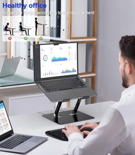 Adjustable Laptop Stand,Ergonomic Foldable Notebook Computer Holder.Compatible with MacBook iPad Dell HP Lenovo ThinkPad Acer ASUS Samsung and More 10-17" Laptops Tablets,Black