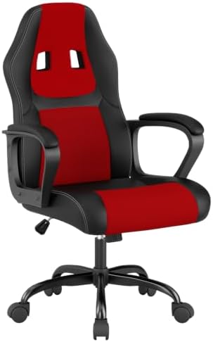 PayLessHere Gaming Chair Ergonomic Office Chair Computer Chair with Lumbar Support Ergonomic Pu Leather Adjustable Height Executive Chair for Women Men and Adults,Red
