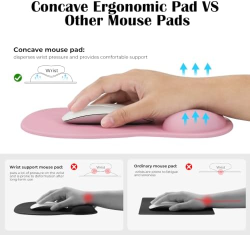 EooCoo Pink Mouse Pad with Gel Wrist Rest, Ergonomic Cute Mousepad