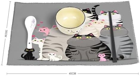 Cute Cats Group Portrait Washable Placemats Set of 4, Durable Heat Resistant Table Mats 17.7 X 11.8 Inch for Dining Table Kitchen Decor Indoor Use