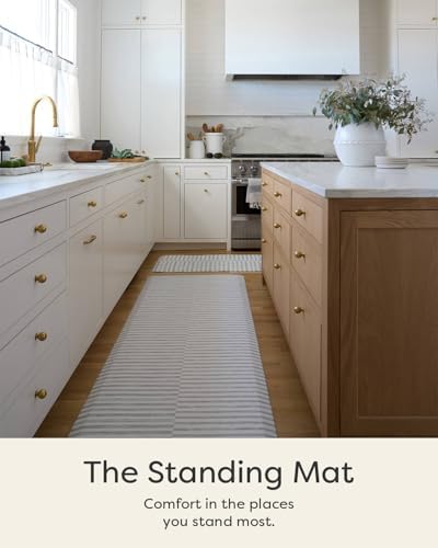 House of Noa Nama Standing Mat – Anti-Fatigue Kitchen Mats for Floor, Cushioned & Non-Slip Kitchen Comfort Mat for Standing, Thick Foam Anti-Fatigue Mat for Kitchen & Workspaces, Reese Ash 22" x 72"