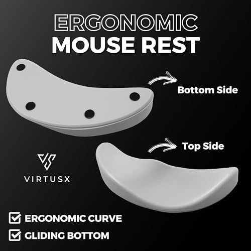 Virtusx Ergonomic Wrist Rest for Mouse, Right-Handed Gliding and Sliding Palm Wrist Support Pad, Carpal Tunnel and Pain Relief, Desk Accessories for Office Work, Gaming, Coding