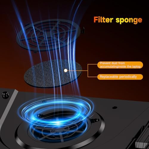 IETS GT300 Upgraded Laptop Cooling Pad with Adjustable Stand, Turbo Boosted Cooler for Rapid Cooling 10-17inch Gaming Laptop, Flexible Sealing Ring，Featuring Air Filtration and USB Hub