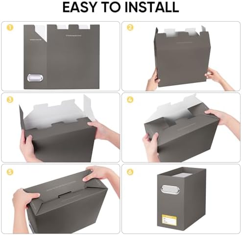 BALEINE 4PK File Organizer Box, Cardboard File Folder Organizer with Handle