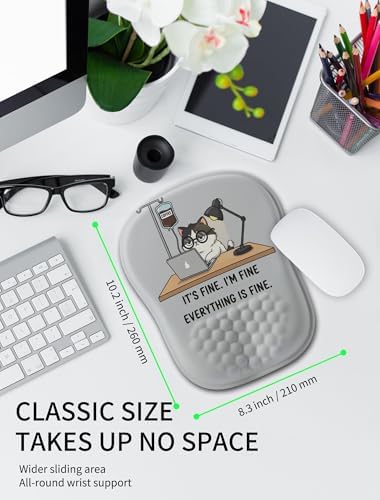 Hokafenle Ergonomic Wrist-Hugging Mouse Pad Wrist Support, U-Shaped Holding Wrist Rest Mousepad for Carpal Tunnel Pain Relief with Cushioned Memory Foam Slope Massage Bulge (10.2x8.3 in,It is fine)