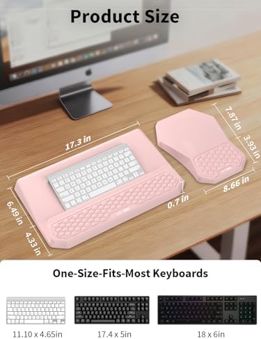 3-in-1 Ergonomic Keyboard Stand with Wrist Rest & Mouse Pad Set, Pink
