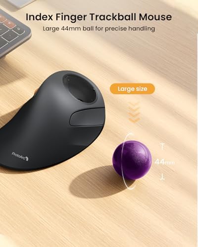 ProtoArc EM03 NL Wireless Bluetooth Trackball Mouse, Finger Control, Purple
