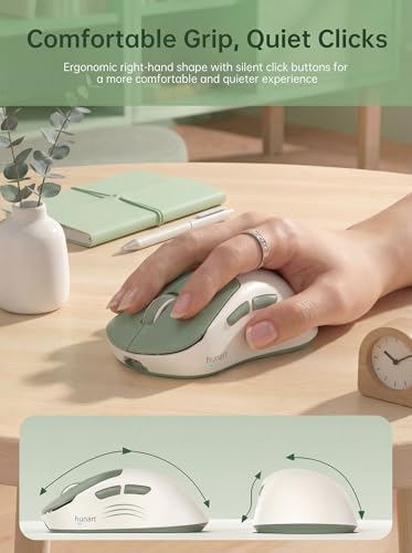hunart H6 49g Wireless Mouse, Bluetooth & 2.4GHz, Rechargeable, Green