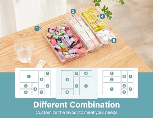 Kootek 28Pcs Drawer Organizer Set, 4-Size Bathroom Tray Makeup Desk Divider