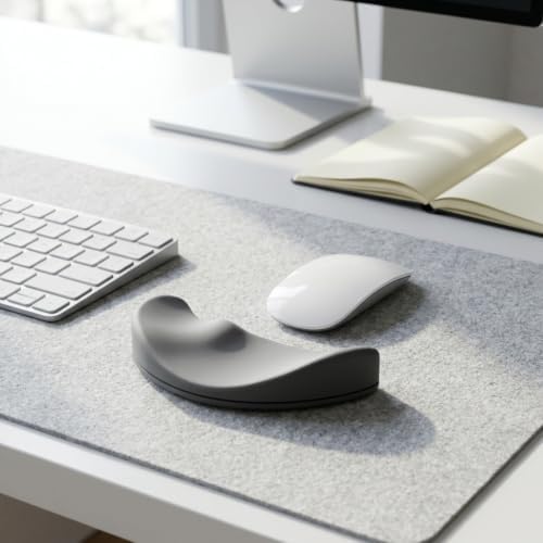 2PCS Ergonomic Mouse Wrist Rest Support, Palm Rest Pad Gliding Wrist Pad that Moves with Mouse, Wrist Pain Relief & Release Pressure on Hands for Office Work, Gaming, Coding (Black, Gray)