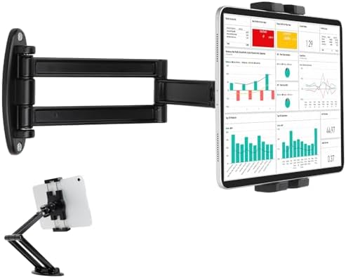 Mippko Foldable iPad Wall Mount Holder,Aluminium Extendable Tablet Wall Mount for 7~12.9 inch Tablets iPad/Nexus/LG G Pads/e-Reader/Switch,Adjustable Extension Articulating Arm Swivels Mount