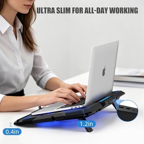 Laptop Cooling Pad, Laptop Cooler with 6 Quiet Led Fans for 15.6-17 Inch Laptop Cooling Fan Stand, Portable Ultra Slim USB Powered Gaming Laptop Cooling Pad, Switch Control Fan Speed Function