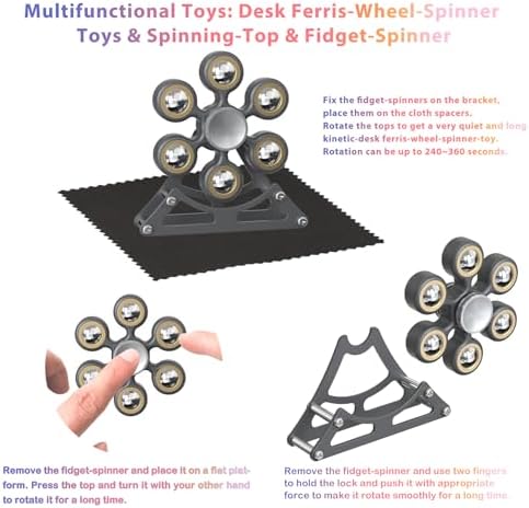 Desk-Fidget-Toys for Ferris-Wheels-Spinner: 4mins Metal Kinetic-Spinner Cool-Gadgets for Office Home School Christmas, EDC-Toy ADHD Tools Cool-Stuff Stress Relief Gift for Kid Children Teen Adult