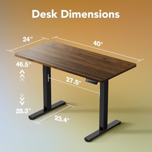 HUANUO 40x24 Inch Electric Standing Desk, Height Adjustable, Black Walnut