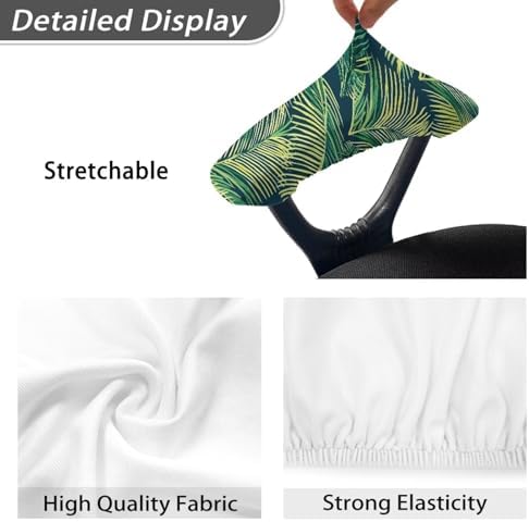 Tropical Leaf Print Arm Rest Covers for Office Chair Skin Friendly Breathable Gaming Chair Arm Covers Protectors Washable & Removable, 2Pcs