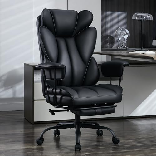 amseatec Big and Tall Office Chair, Reclining Executive Chair with Footrest