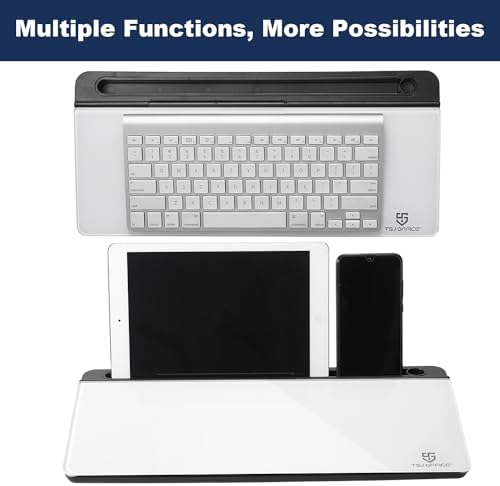 TSJ OFFICE Desktop Whiteboard Dry-Erase-Board - Computer Keyboard Stand White Board Surface Pad with Drawer, Desk Organizers with Accessories for Office, Home, School Supplies - Black
