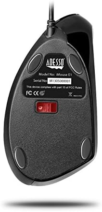 Adesso Wired Vertical Ergonomic Illuminated Optical USB Mouse, Black