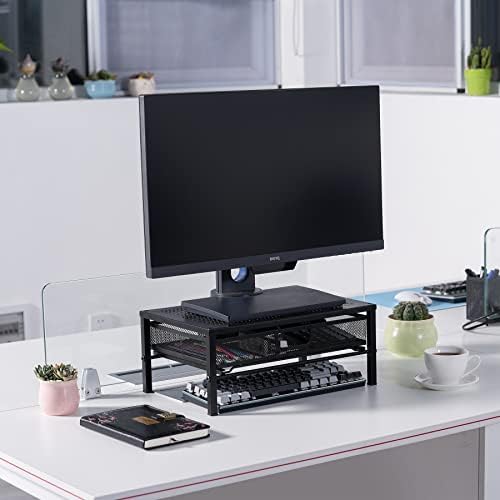 Metal Computer Stand for Desk,Monitor Riser with Drawer ,Desktop Stand for Laptop,Printer and Monitor,Black