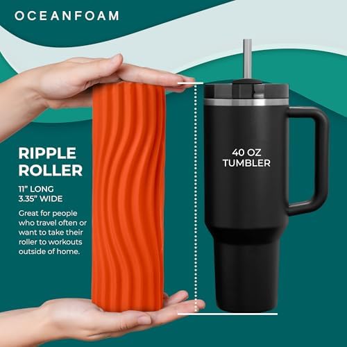 Oceanfoam Ripple Roller - Small Foam Roller for Physical Therapy (Orange)
