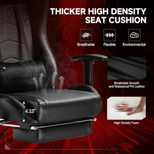 GTPLAYER Gaming Chair,Gamer Chair with Bluetooth and Adjustable Backrest,Seat Height Adjustable Computer Chairs with 3D Armrests,Video Game Chair with Footrest Speakers (Black)