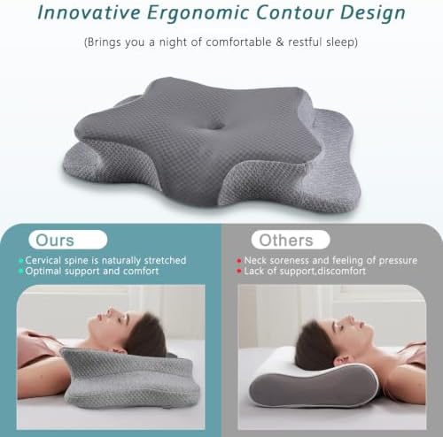 CHxxy Cervical Neck Pillow for Pain Relief Sleeping, Memory Foam Pillows