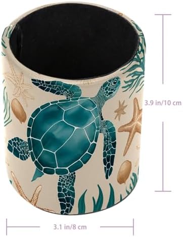 Vintage Turtle Starfish Pen Holder Pencil Organizer Cute Pencil Cup Desk Decor Makeup Brush Holder PU Multifunctional Office Supplies for Home Classroom School