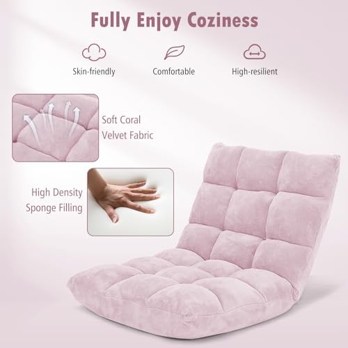 GIANTEX Floor Chairs for Adults, Floor Gaming Chair (Light Pink)