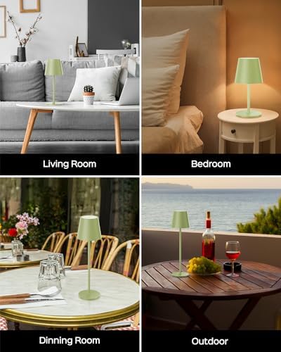 JACKYLED Cordless Table Lamps Rechargeable, 3 Adjustable Height, 5000 Capactiy Operated, 3 Colors Smooth Dimming, Portable LED W