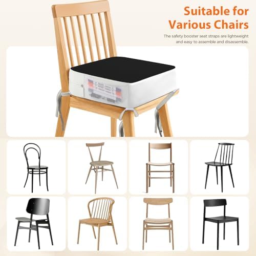 Booster Seat for Kitchen Chair, 3.8" Kid Booster Seat Cushion with Ties