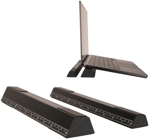 Aluminum Laptop Stand Riser, 2-Pack Ergonomic Laptop Lift for Desk, 2 Height Options (1" & 1.38"), Portable MacBook Stand with Silicone Protection, Cooling Design, Built-in 11" Ruler