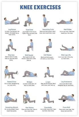 Knee Exercises Chart Exercise Charts Senior Workout Routines Home Workout Plan Knee Friendly Exercises Canvas Poster Bedroom Decor Room Decor Unframe 24x36inch