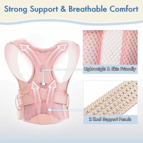 Back Posture Corrector for Kids Teenage Girls Boys Women, Pink L