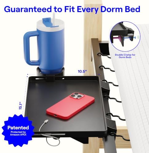 BedShelfie Bedside Shelf for Dorm Room - Dorm Essential, Black
