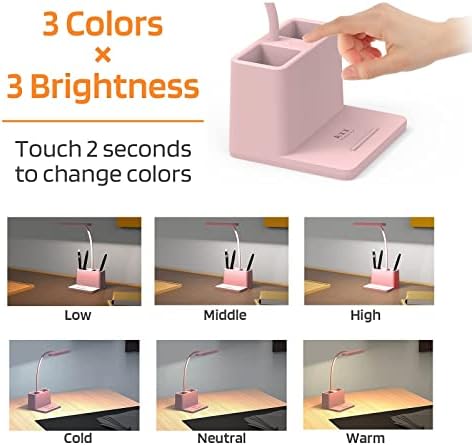 AXX Cute Desk Lamp, Pink Table Light for Women, Teen Girls
