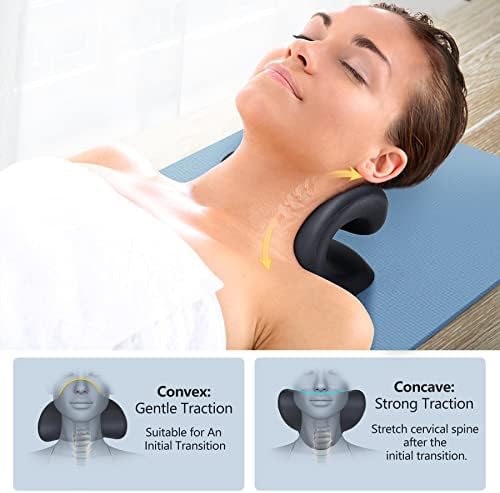Cozyhealth Neck Stretcher for Neck Pain Relief, Heated Cervical Traction Device Pillow with Graphene Heating Pad, Neck and Shoulder Relaxer for TMJ Pain Relief and Cervical Spine Alignment (Black)