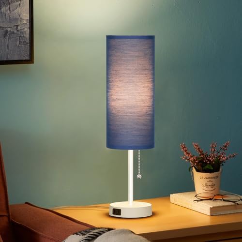 Dott Arts 18" Table Lamp for Bedroom, 3-Color Bedside Lamps with Pull Chain