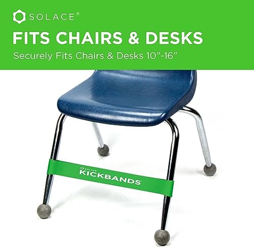 KICK BANDS Chair Bands for Kids with Fidgety Feet 12-Pack - ADHD Fidget Kickbands for Classroom Chairs & Desks - Solace Sensory Kickband (GREEN)