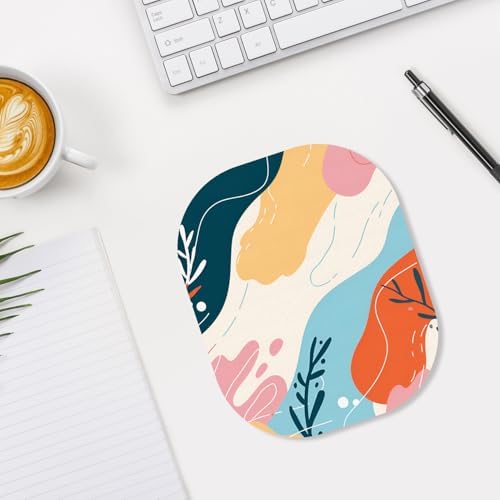 Small Mouse Pad, 6 x 7 Inch, Oval Mini Mouse Pad with Non-Slip Rubber Base for Laptop Wireless Mouse Keyboard Tray Mousepad, Abstract Figure