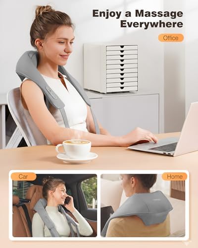 KNQZE Cordless Neck Massager for Pain Relief Deep Tissue with Heat